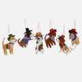 Western Dog Wool Ornament, Set of 6 Assorted