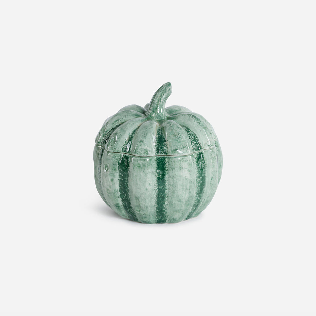 Ceramic Pumpkin w/Lid, Green