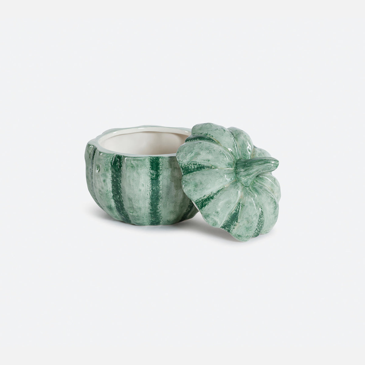 Ceramic Pumpkin w/Lid, Green