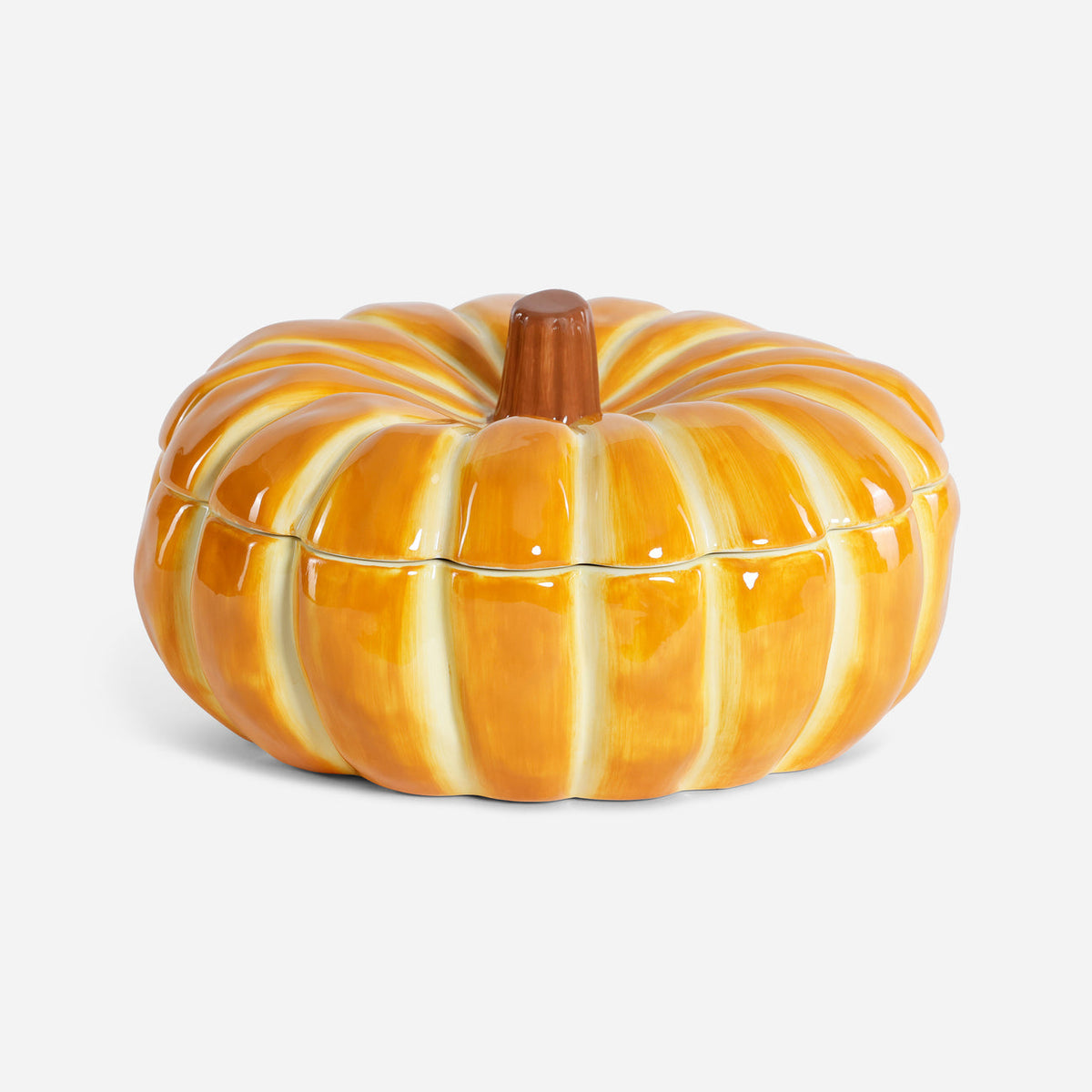 Ceramic Pumpkin w/Lid, Orange