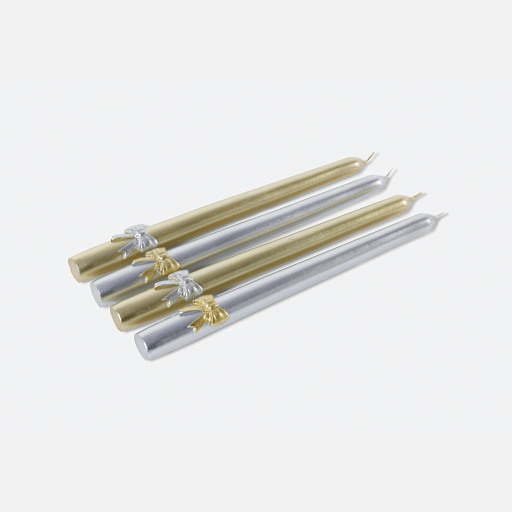 Taper Candles with Bow, Boxed Set of 2