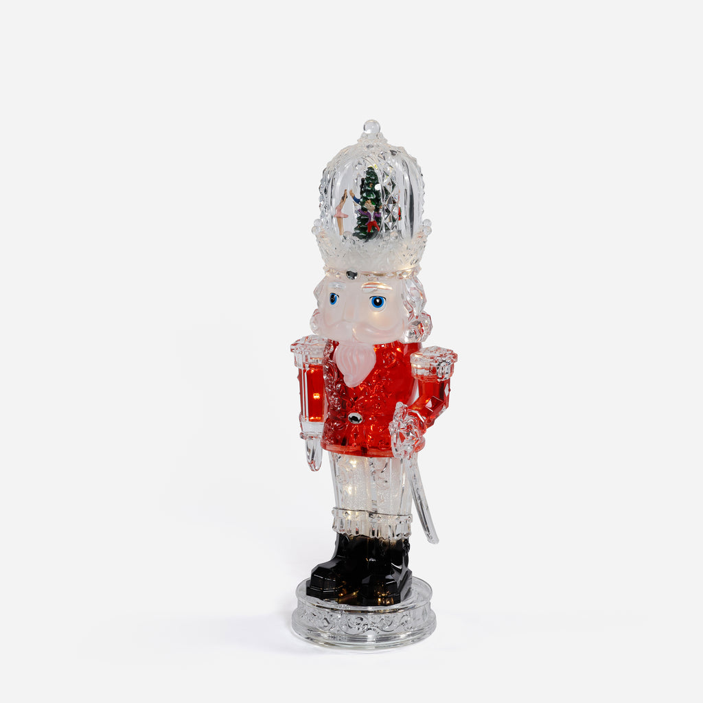 Lit Rotating Musical Acrylic Nutcracker - Red