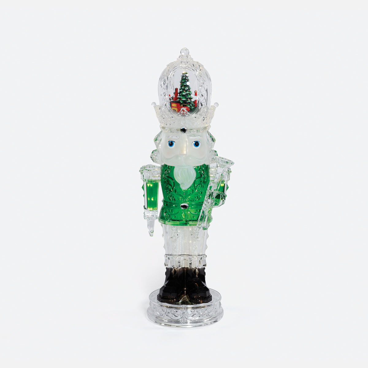 Lit Rotating Musical Acrylic Nutcracker - Green