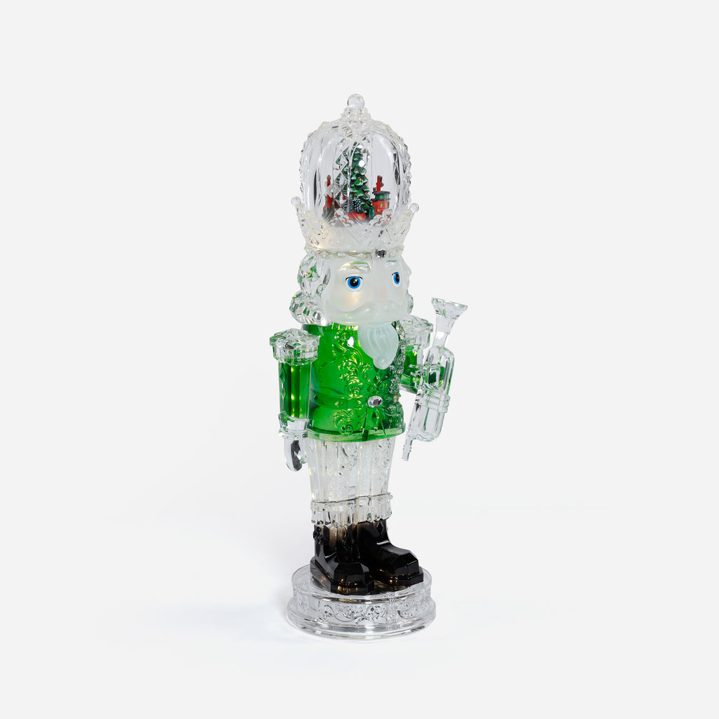 Lit Rotating Musical Acrylic Nutcracker - Green