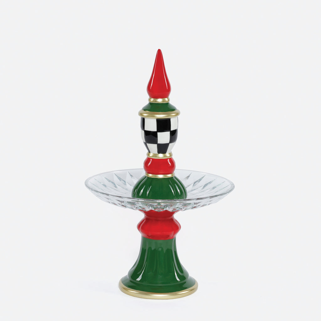 Finial Ceramic Pedestal with Glass Plate