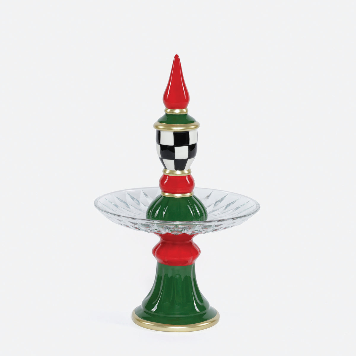 Finial Ceramic Pedestal with Glass Plate