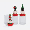 Nutcracker Ceramic with Glass Canister, Set of 3 Assorted