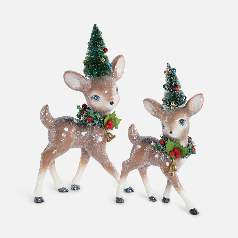 Vintage Deer with Tree Resin Figure, Set of 2 Assorted