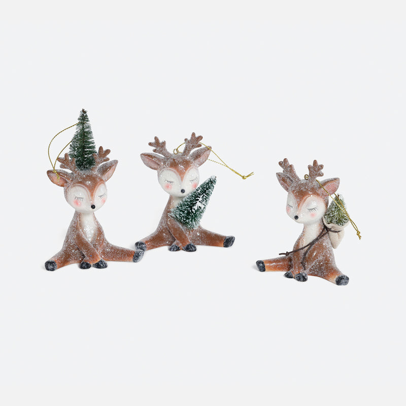 Vintage Deer Ornament, Set of 3 Assorted