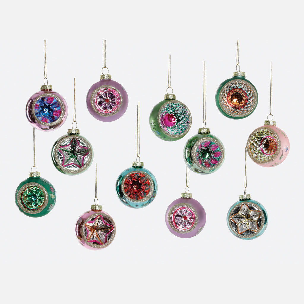 Reflector Glass Ornaments, Boxed Set of 12