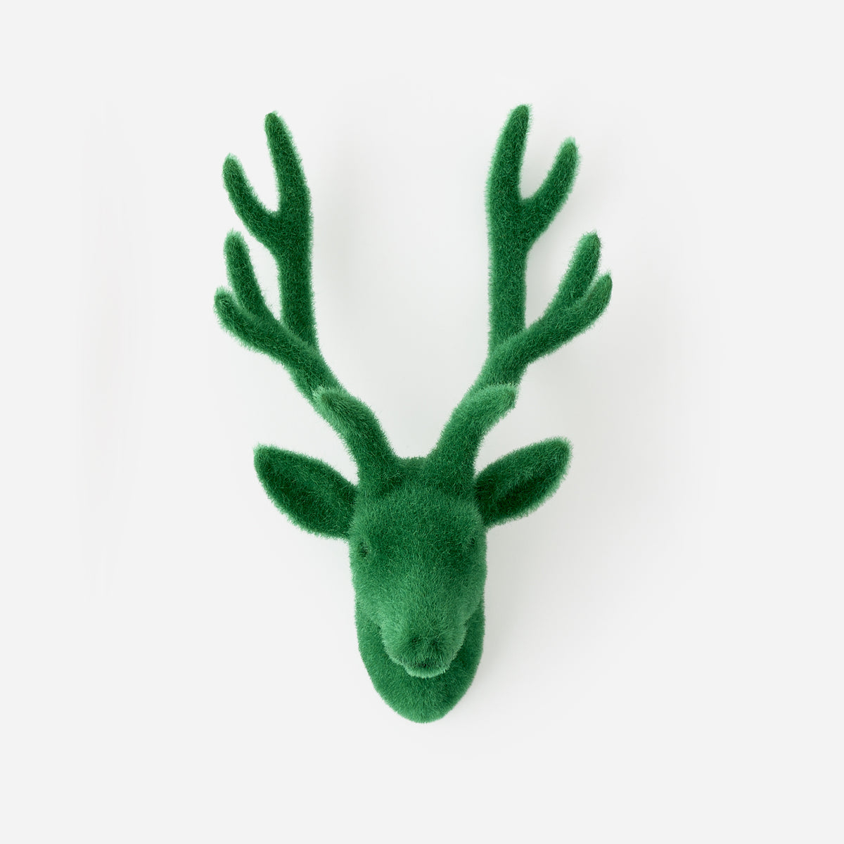 Flocked Deer Bust Wall Mount - Green