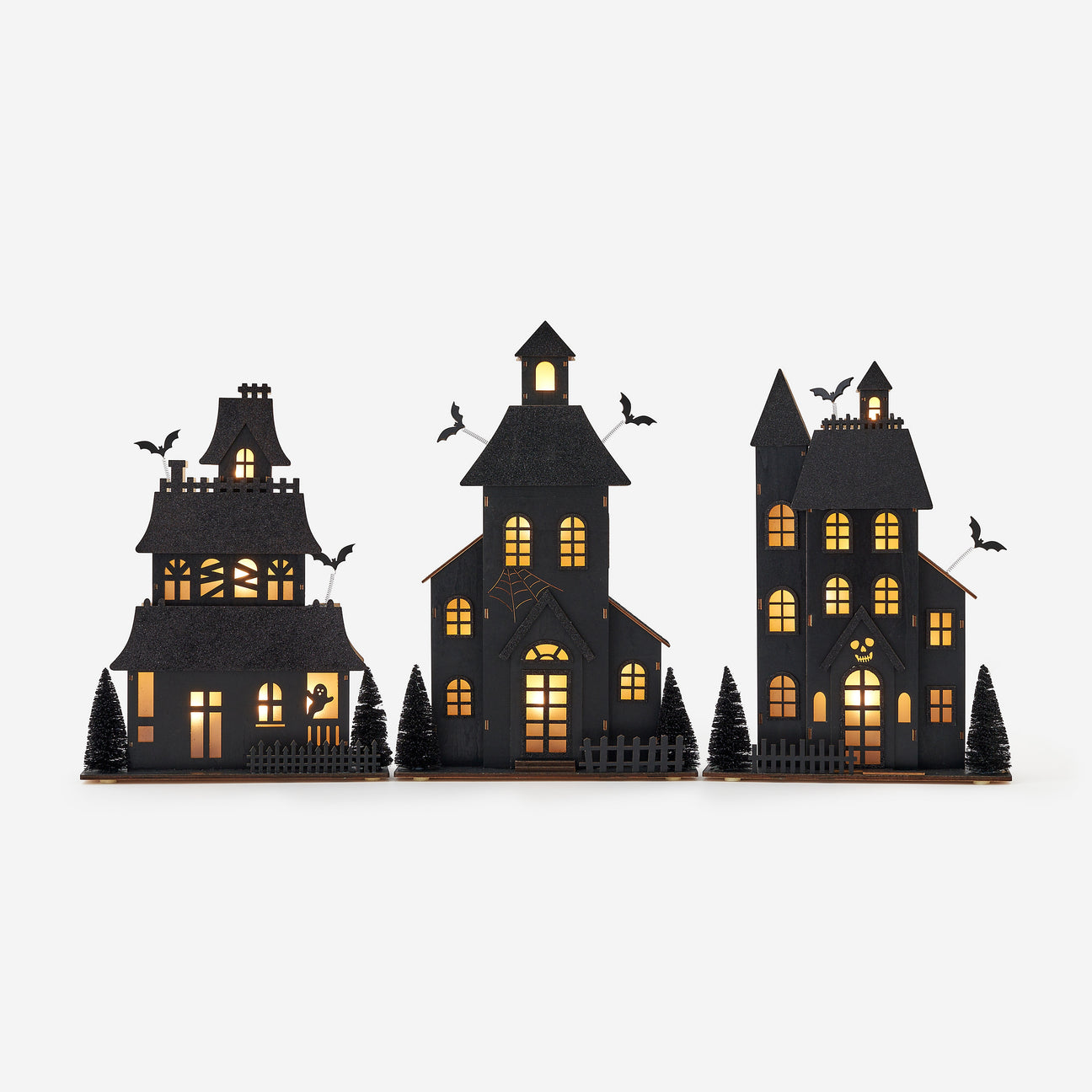 Lighted Haunted House, Set of 3 Assorted