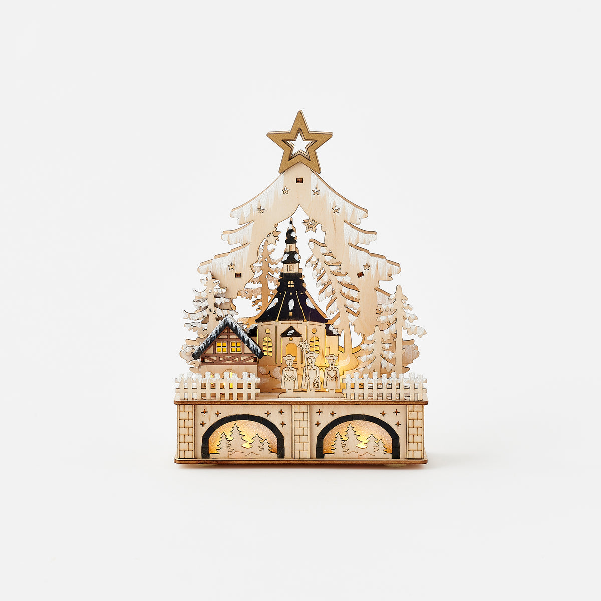 Lighted Church Scene with Timer