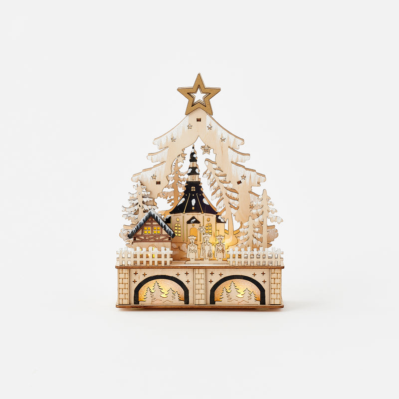 Lighted Church Scene with Timer