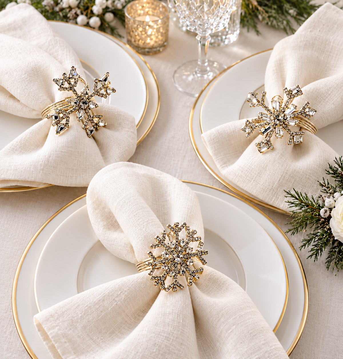 Diamond Snowflake Napkin Ring, Set of 6