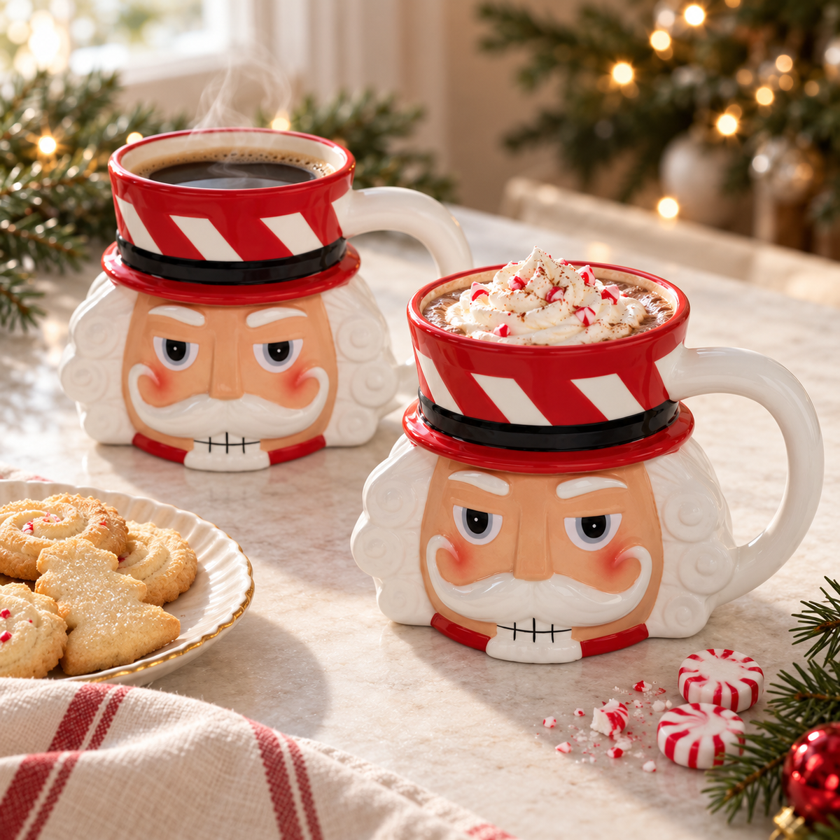 Nutcracker Ceramic Mug, Set of 2