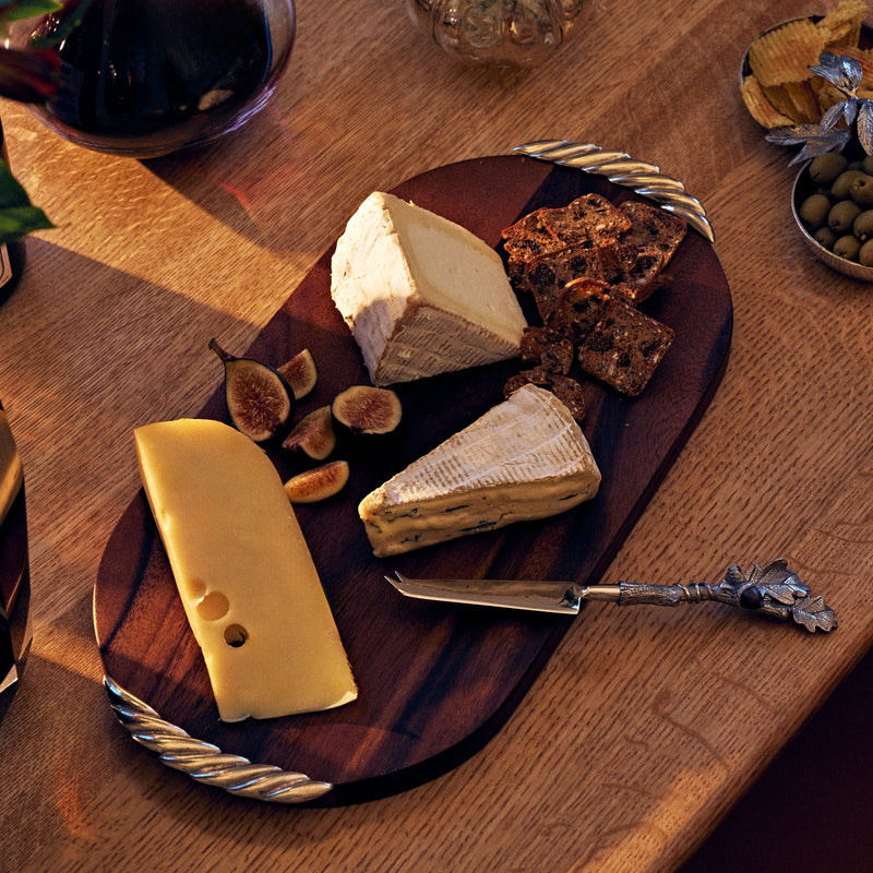St. Anton Oval Wood Cheese & Charcuterie Board w/Pewter Cheese Knife