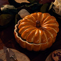 pumpkin bowl with lid on thanksgiving table