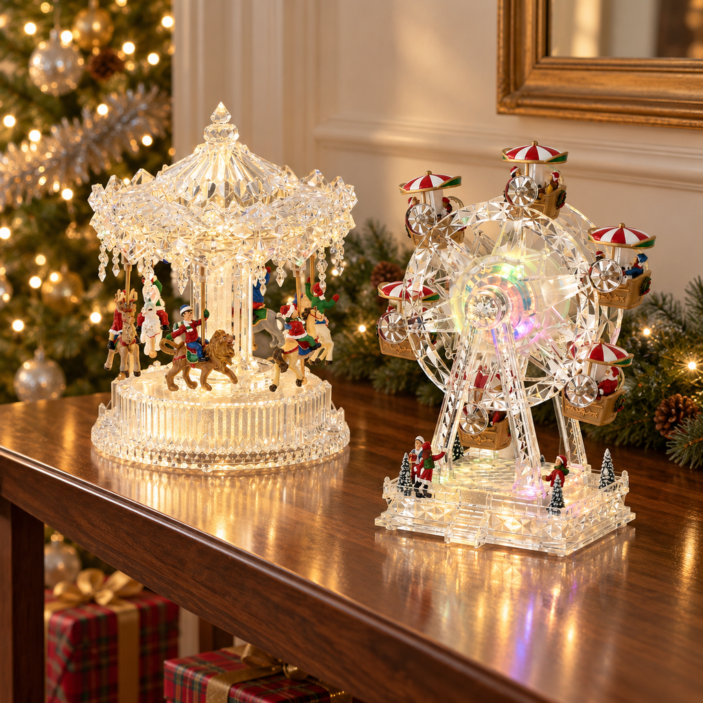 Ferris Wheel and Merry Go Round with Adapter, Set of 2 Assorted