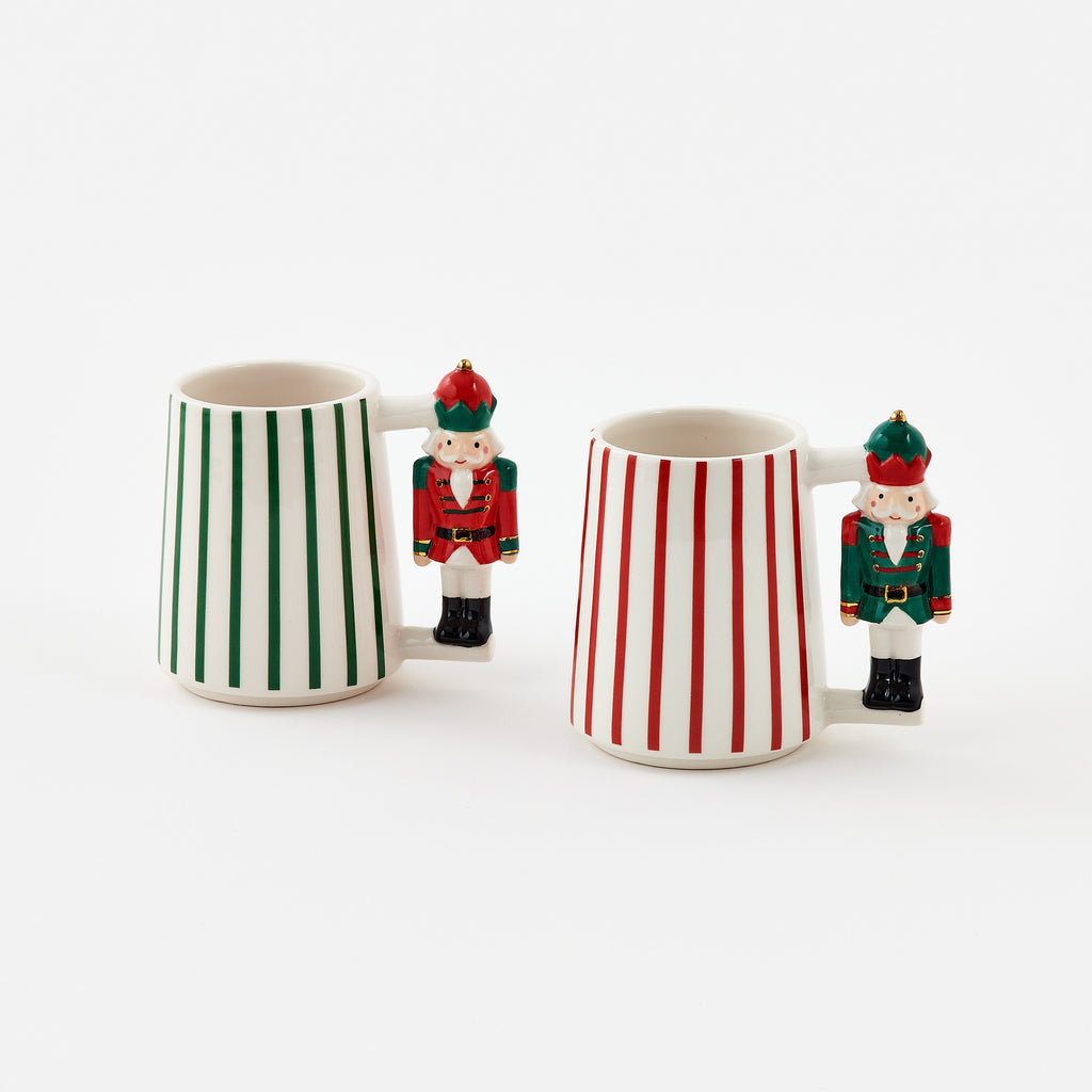 Mug with Nutcracker Handle, Set of 2 Assorted
