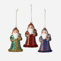 Plaid Santa Ornament, Set of 3 Assorted