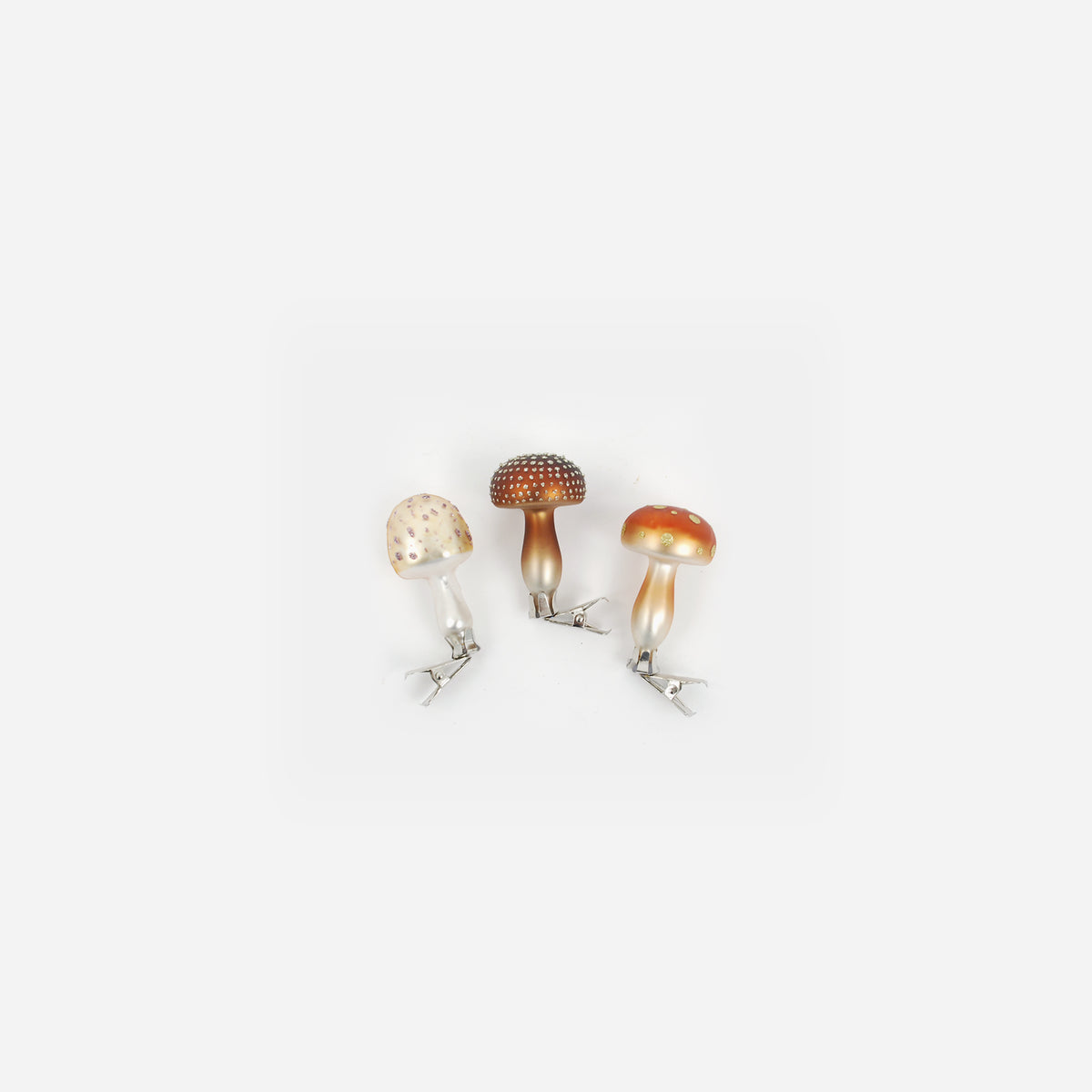 Mini Mushroom Clip-On Ornament, Set of 3 Assorted