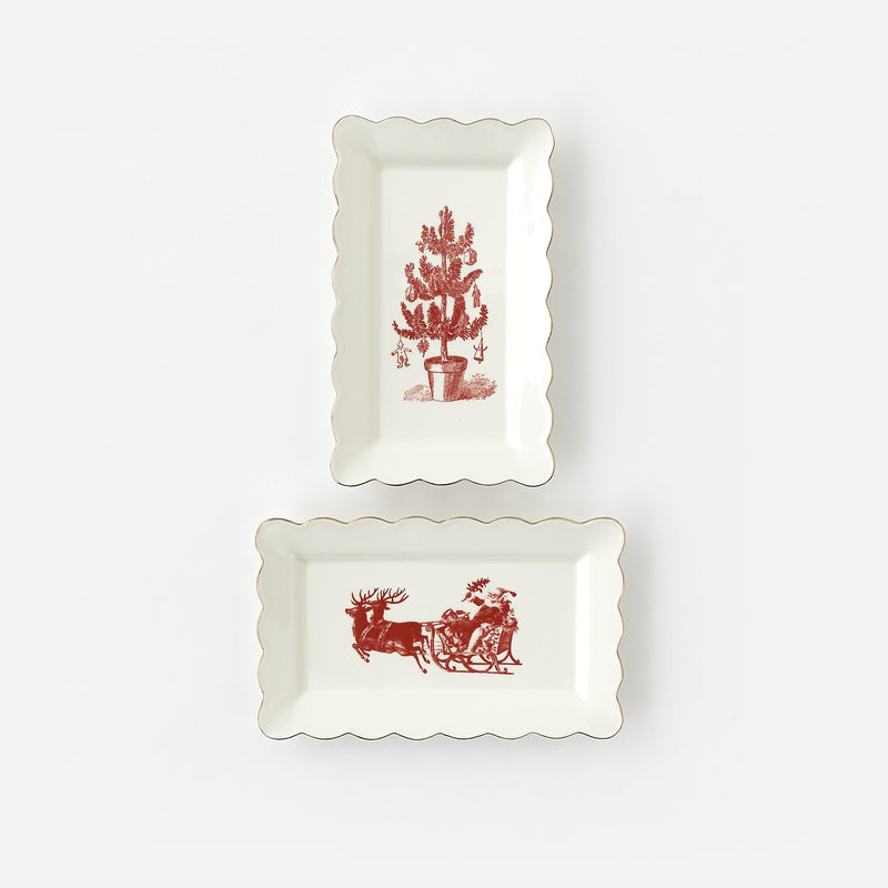 Vintage Rectangular Tray, Set of 2 Assorted