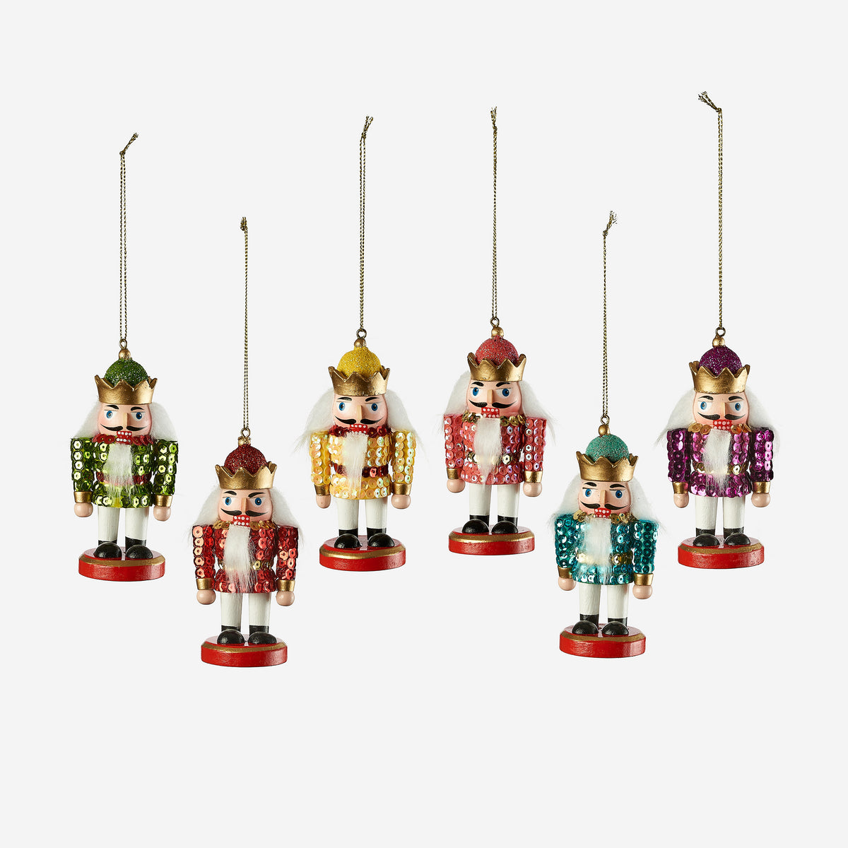 Sequin Nutcracker Ornament, Set of 6 Assorted