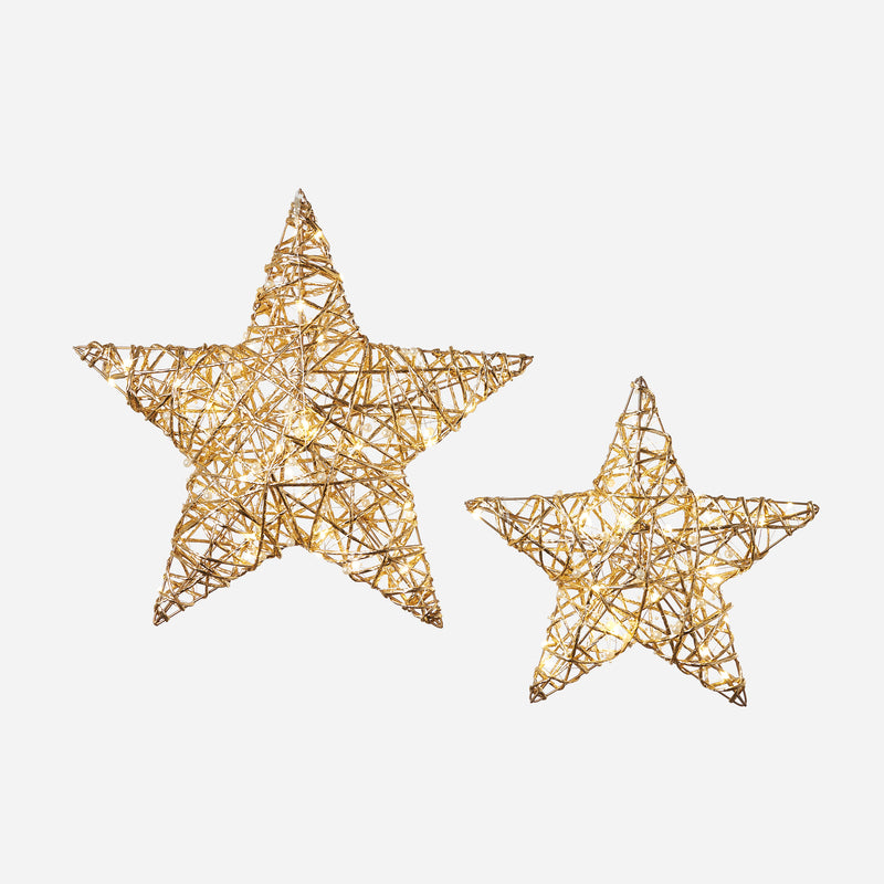 Gold Lit Star with Adapter, Set of 2