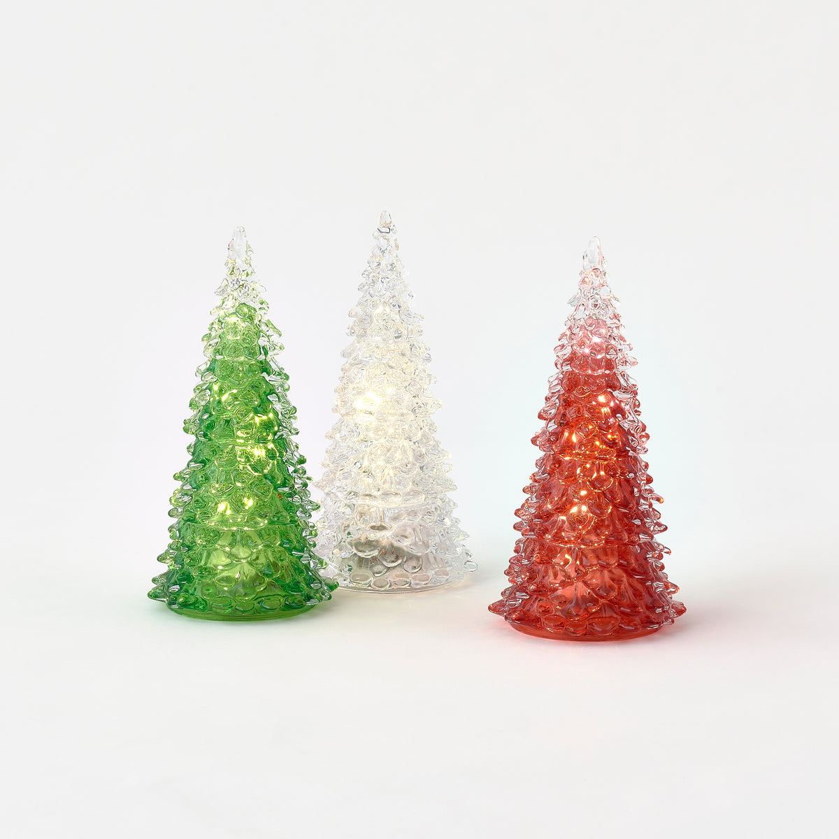 Red, White and Green Lighted Tree, Set of 3 Assorted
