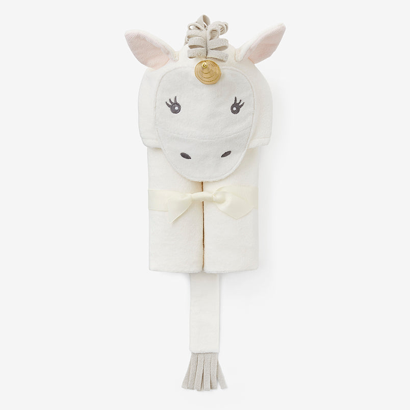 Hooded Baby Bath Wrap - White Unicorn