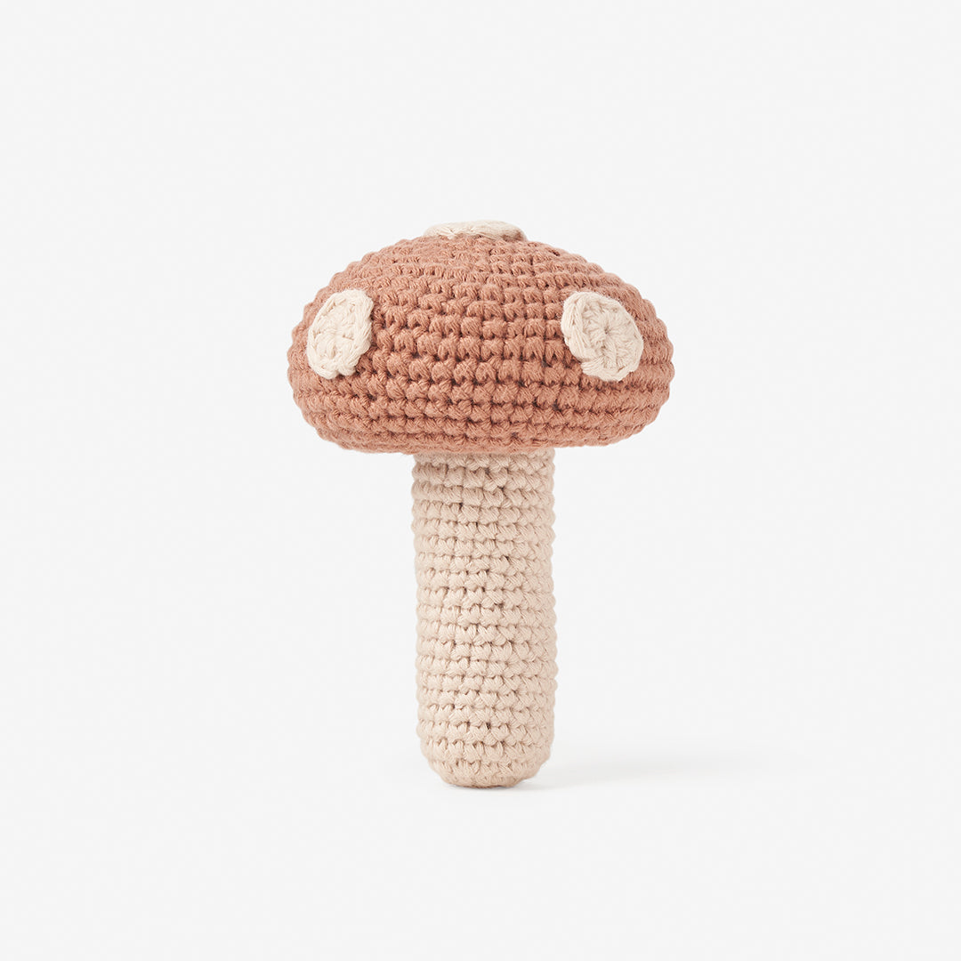 Baby Rattle - Knit Mushroom