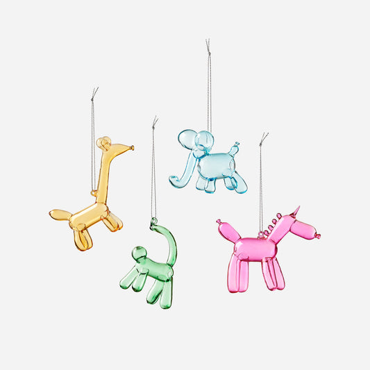 Balloon Animal Ornament - Set of 4 Assorted