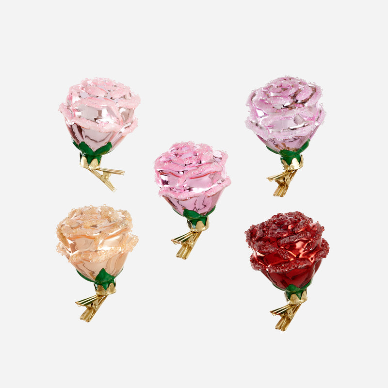Jeweled Rose Clip-On Ornament, Set of 5 Assorted