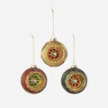 Holly Reflector Ball Ornament, Set of 3 Assorted