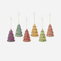 Glitter Tree Ornament, Set of 6 Assorted