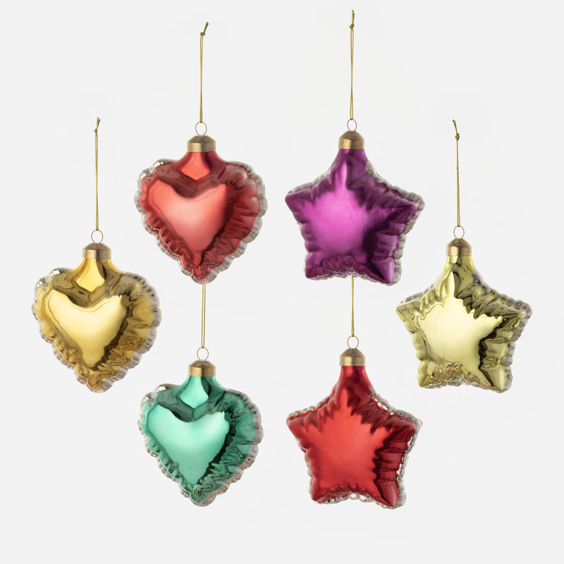 Heart and Star Balloon Ornament, Set of 6 Assorted