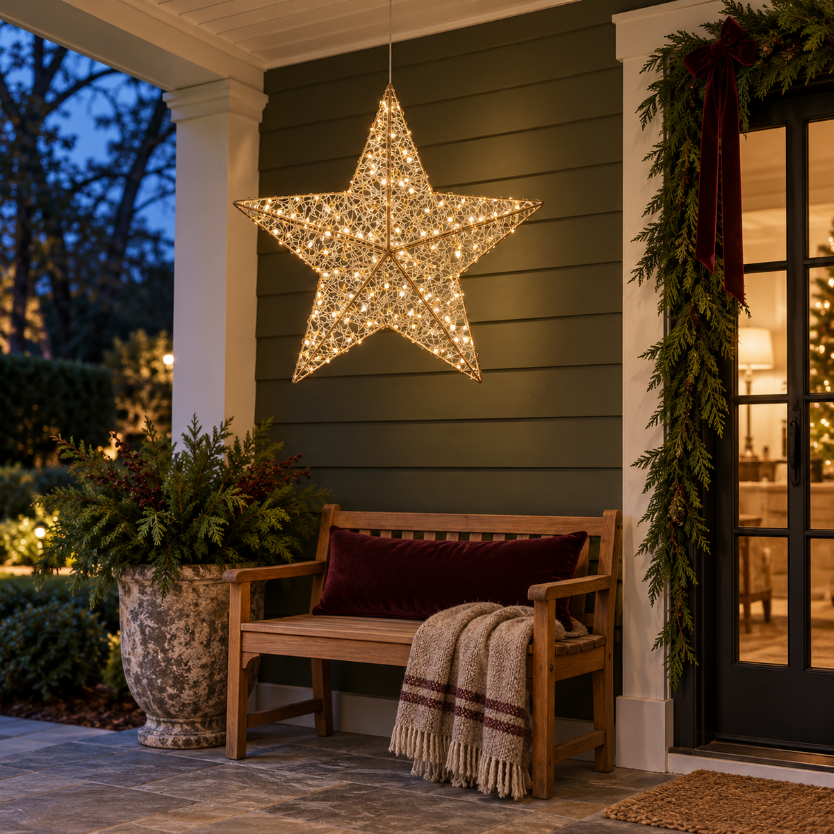 Wire Frame Lit Star with Adapter