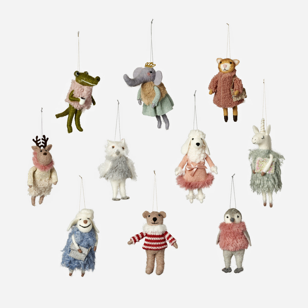Animal Ornament, Set of 10 Assorted