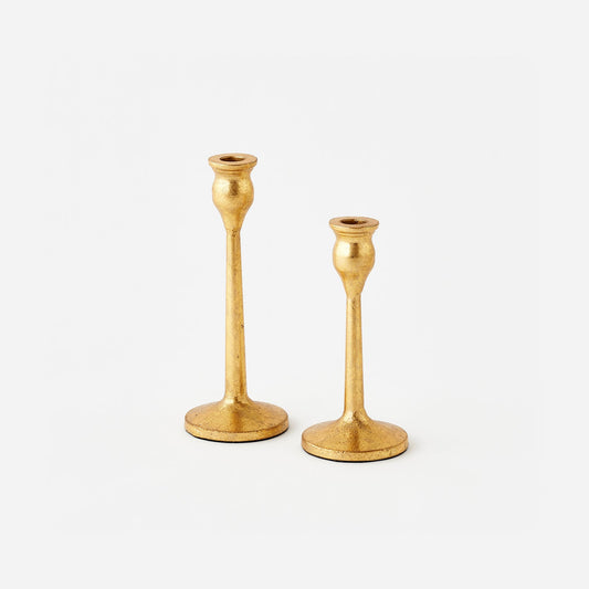 Gold Taper Candle Holder - Set of 2