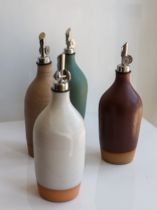 Tall Handmade Ceramic Oil Bottle