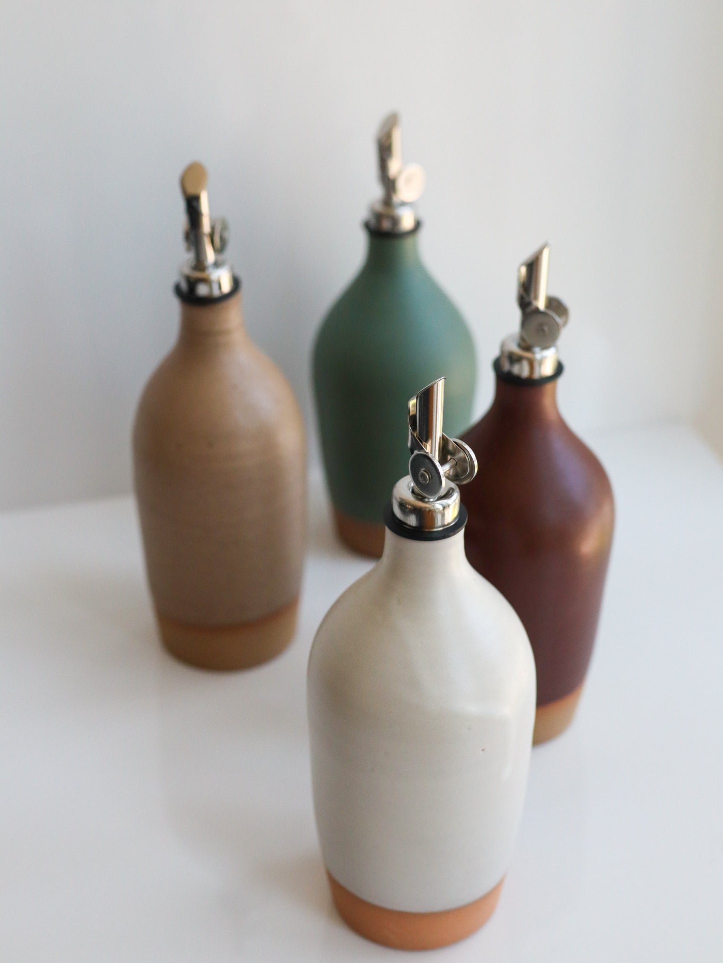 Tall Handmade Ceramic Oil Bottle