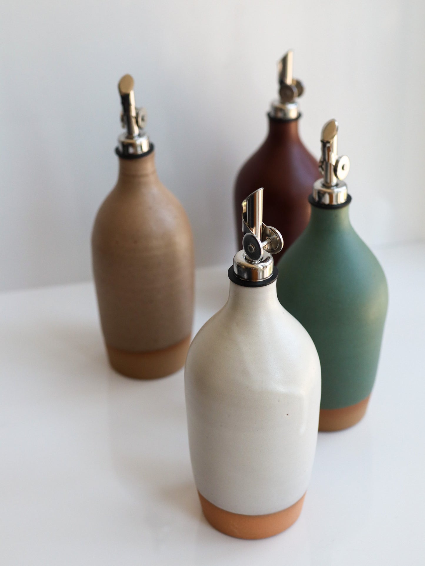 Tall Handmade Ceramic Oil Bottle