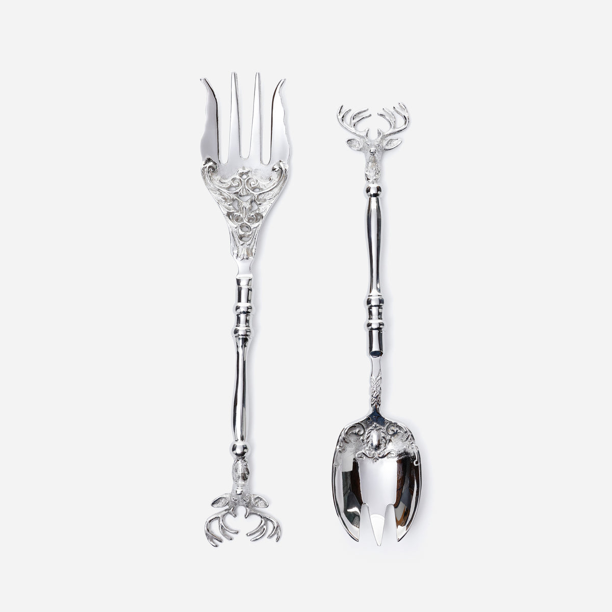 Silver Deer Salad Server Set in Gift Box, Set of 2