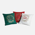 Merry Christmas Wreath Chenille Pillow, Set of 3 Assorted