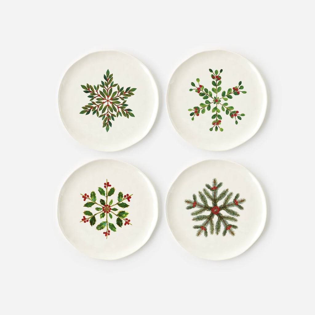 Botanical "Handmade" Plate, Set of 4 Assorted