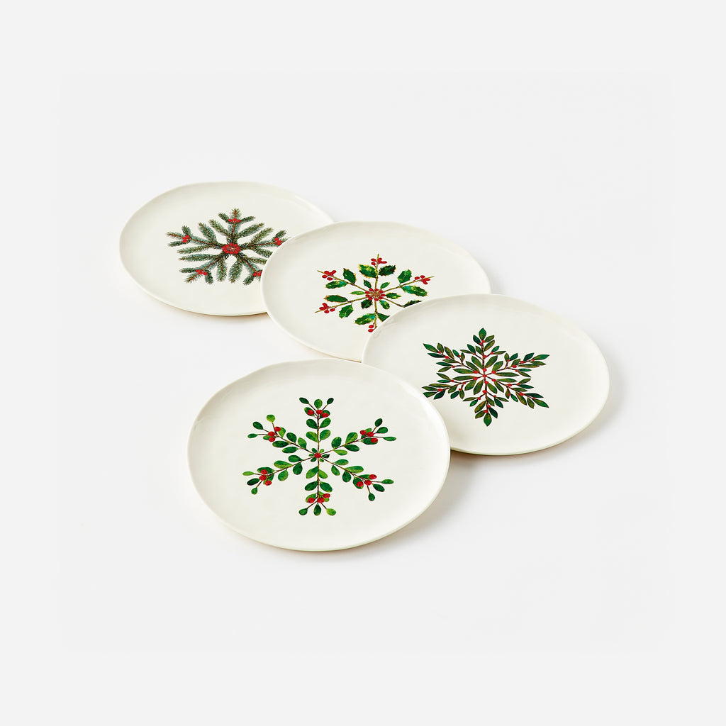 Botanical "Handmade" Plate, Set of 4 Assorted