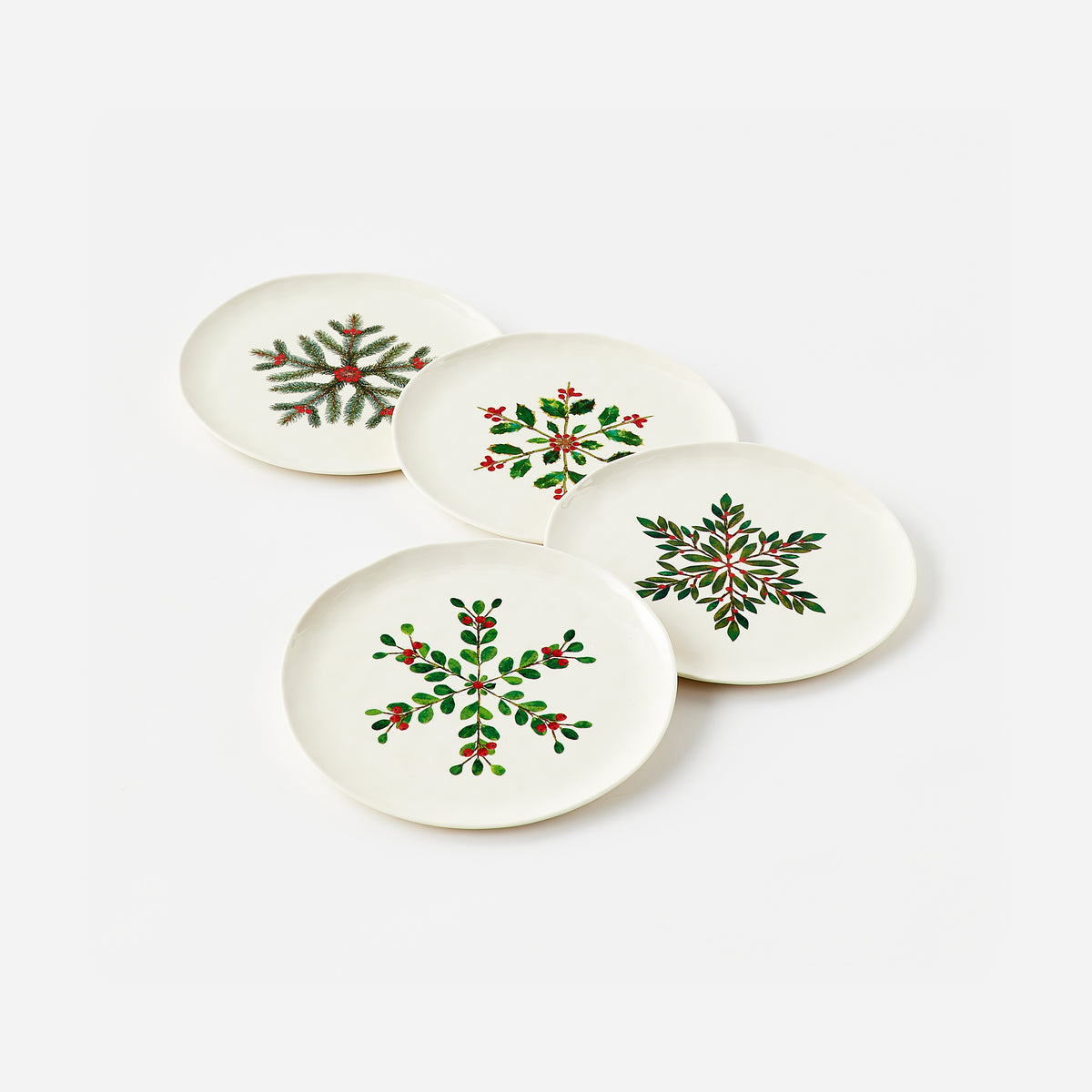 Botanical "Handmade" Plate, Set of 4 Assorted