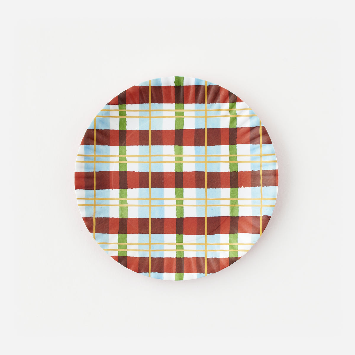 Plaid "Paper" Plate, Set of 4 Assorted Designs