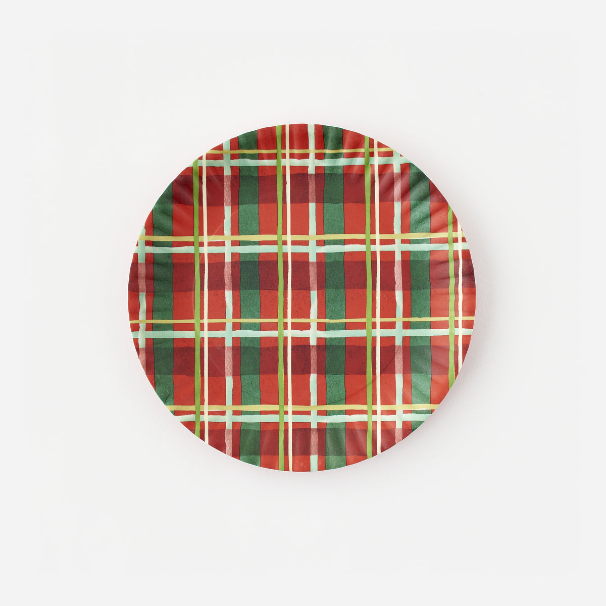 Plaid "Paper" Plate, Set of 4 Assorted Designs